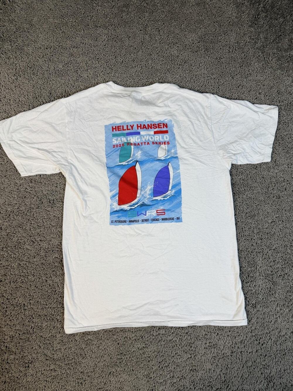 Helly Hansen Sailing World Shirt Mens S White 2026 Regatta Graphic Crew Neck